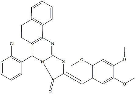 7-(2-chlorophenyl)-10-(2,4,5-trimethoxybenzylidene)-5,7-dihydro-6H-benzo[h][1,3]thiazolo[2,3-b]quinazolin-9(10H)-one 结构式