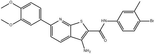 3-amino-N-(4-bromo-3-methylphenyl)-6-(3,4-dimethoxyphenyl)thieno[2,3-b]pyridine-2-carboxamide 结构式