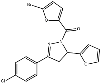 1-(5-bromo-2-furoyl)-3-(4-chlorophenyl)-5-(2-furyl)-4,5-dihydro-1H-pyrazole 结构式