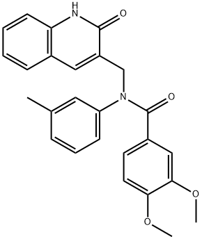 N-[(2-hydroxyquinolin-3-yl)methyl]-3,4-dimethoxy-N-(3-methylphenyl)benzamide 结构式