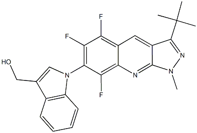 [1-(3-tert-butyl-5,6,8-trifluoro-1-methyl-1H-pyrazolo[3,4-b]quinolin-7-yl)-1H-indol-3-yl]methanol 结构式