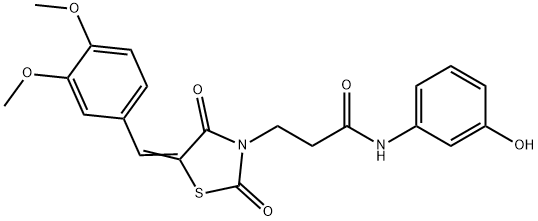 3-[5-(3,4-dimethoxybenzylidene)-2,4-dioxo-1,3-thiazolidin-3-yl]-N-(3-hydroxyphenyl)propanamide 结构式