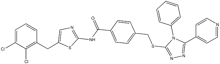 N-[5-(2,3-dichlorobenzyl)-1,3-thiazol-2-yl]-4-({[4-phenyl-5-(4-pyridinyl)-4H-1,2,4-triazol-3-yl]sulfanyl}methyl)benzamide 结构式