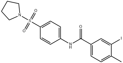 3-iodo-4-methyl-N-[4-(1-pyrrolidinylsulfonyl)phenyl]benzamide 结构式