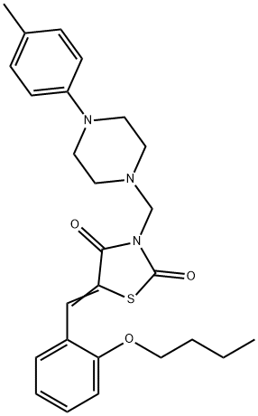 5-(2-butoxybenzylidene)-3-{[4-(4-methylphenyl)-1-piperazinyl]methyl}-1,3-thiazolidine-2,4-dione 结构式