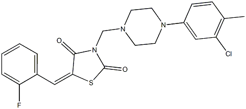 3-{[4-(3-chloro-4-methylphenyl)-1-piperazinyl]methyl}-5-(2-fluorobenzylidene)-1,3-thiazolidine-2,4-dione 结构式