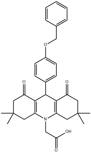 (9-[4-(benzyloxy)phenyl]-3,3,6,6-tetramethyl-1,8-dioxo-2,3,4,5,6,7,8,9-octahydro-10(1H)-acridinyl)acetic acid 结构式