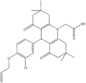 (9-[4-(allyloxy)-3-chlorophenyl]-3,3,6,6-tetramethyl-1,8-dioxo-2,3,4,5,6,7,8,9-octahydro-10(1H)-acridinyl)acetic acid 结构式