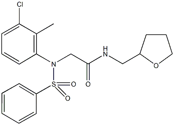 2-[3-chloro-2-methyl(phenylsulfonyl)anilino]-N-(tetrahydro-2-furanylmethyl)acetamide 结构式