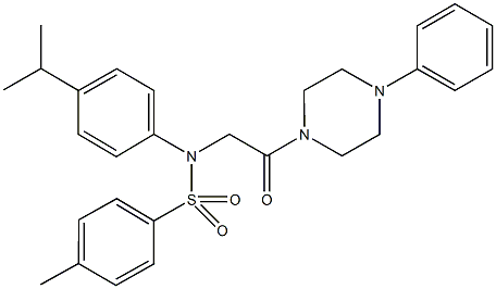 N-(4-isopropylphenyl)-4-methyl-N-[2-oxo-2-(4-phenyl-1-piperazinyl)ethyl]benzenesulfonamide 结构式