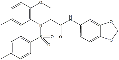 N-(1,3-benzodioxol-5-yl)-2-{2-methoxy-5-methyl[(4-methylphenyl)sulfonyl]anilino}acetamide 结构式
