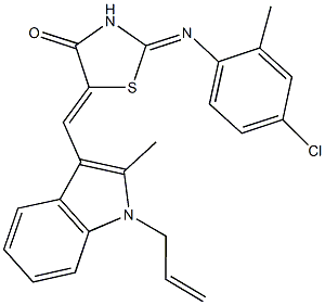 5-[(1-allyl-2-methyl-1H-indol-3-yl)methylene]-2-[(4-chloro-2-methylphenyl)imino]-1,3-thiazolidin-4-one 结构式