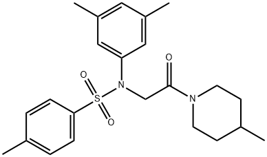 N-(3,5-dimethylphenyl)-4-methyl-N-[2-(4-methyl-1-piperidinyl)-2-oxoethyl]benzenesulfonamide 结构式