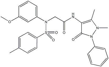 N-(1,5-dimethyl-3-oxo-2-phenyl-2,3-dihydro-1H-pyrazol-4-yl)-2-{3-methoxy[(4-methylphenyl)sulfonyl]anilino}acetamide 结构式