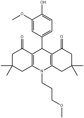 9-(4-hydroxy-3-methoxyphenyl)-10-(3-methoxypropyl)-3,3,6,6-tetramethyl-3,4,6,7,9,10-hexahydro-1,8(2H,5H)-acridinedione 结构式