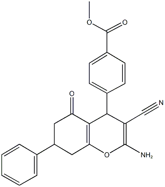 methyl 4-(2-amino-3-cyano-5-oxo-7-phenyl-5,6,7,8-tetrahydro-4H-chromen-4-yl)benzoate 结构式