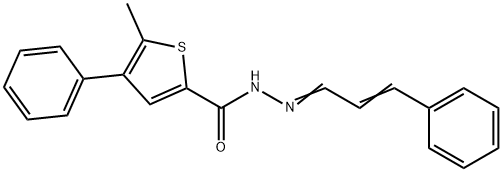 5-methyl-4-phenyl-N'-(3-phenyl-2-propenylidene)-2-thiophenecarbohydrazide 结构式