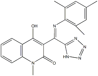 4-hydroxy-3-[(mesitylimino)(1H-tetraazol-5-yl)methyl]-1-methyl-2(1H)-quinolinone 结构式