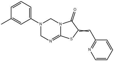 3-(3-methylphenyl)-7-(pyridin-2-ylmethylene)-3,4-dihydro-2H-[1,3]thiazolo[3,2-a][1,3,5]triazin-6(7H)-one 结构式