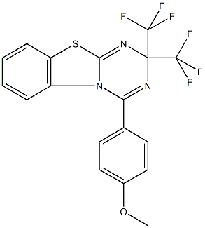 4-(4-methoxyphenyl)-2,2-bis(trifluoromethyl)-2H-[1,3,5]triazino[2,1-b][1,3]benzothiazole 结构式