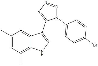 3-[1-(4-bromophenyl)-1H-tetraazol-5-yl]-5,7-dimethyl-1H-indole 结构式