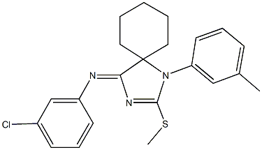 N-(3-chlorophenyl)-N-[1-(3-methylphenyl)-2-(methylsulfanyl)-1,3-diazaspiro[4.5]dec-2-en-4-ylidene]amine 结构式