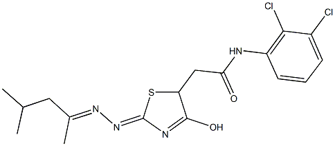 N-(2,3-dichlorophenyl)-2-{2-[(1,3-dimethylbutylidene)hydrazono]-4-hydroxy-2,5-dihydro-1,3-thiazol-5-yl}acetamide 结构式