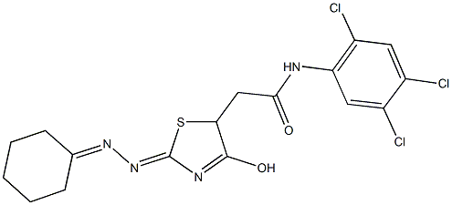 2-[2-(cyclohexylidenehydrazono)-4-hydroxy-2,5-dihydro-1,3-thiazol-5-yl]-N-(2,4,5-trichlorophenyl)acetamide 结构式