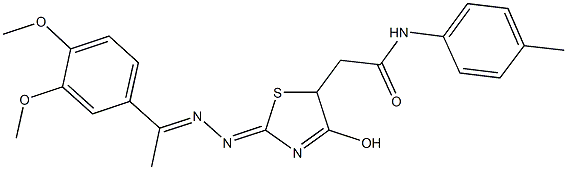 2-(2-{[1-(3,4-dimethoxyphenyl)ethylidene]hydrazono}-4-hydroxy-2,5-dihydro-1,3-thiazol-5-yl)-N-(4-methylphenyl)acetamide 结构式