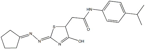 2-[2-(cyclopentylidenehydrazono)-4-hydroxy-2,5-dihydro-1,3-thiazol-5-yl]-N-(4-isopropylphenyl)acetamide 结构式