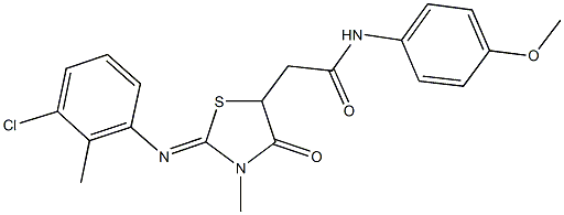 2-{2-[(3-chloro-2-methylphenyl)imino]-3-methyl-4-oxo-1,3-thiazolidin-5-yl}-N-(4-methoxyphenyl)acetamide 结构式
