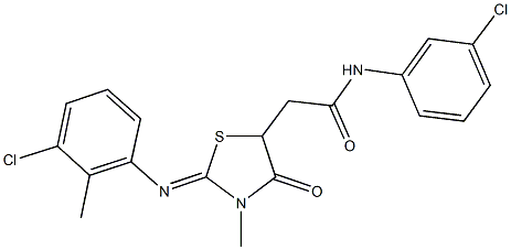 2-{2-[(3-chloro-2-methylphenyl)imino]-3-methyl-4-oxo-1,3-thiazolidin-5-yl}-N-(3-chlorophenyl)acetamide 结构式