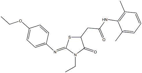 N-(2,6-dimethylphenyl)-2-{2-[(4-ethoxyphenyl)imino]-3-ethyl-4-oxo-1,3-thiazolidin-5-yl}acetamide 结构式
