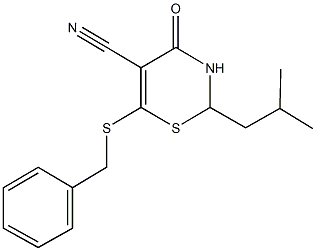 6-(benzylsulfanyl)-2-isobutyl-4-oxo-3,4-dihydro-2H-1,3-thiazine-5-carbonitrile 结构式