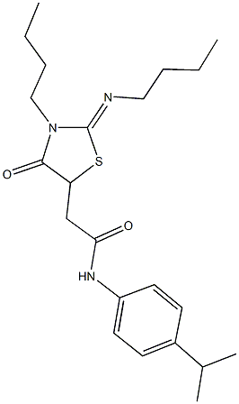 2-[3-butyl-2-(butylimino)-4-oxo-1,3-thiazolidin-5-yl]-N-(4-isopropylphenyl)acetamide 结构式