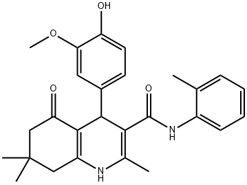 4-[4-hydroxy-3-(methyloxy)phenyl]-2,7,7-trimethyl-N-(2-methylphenyl)-5-oxo-1,4,5,6,7,8-hexahydroquinoline-3-carboxamide 结构式