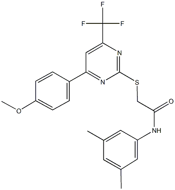 N-(3,5-dimethylphenyl)-2-{[4-(4-methoxyphenyl)-6-(trifluoromethyl)-2-pyrimidinyl]sulfanyl}acetamide 结构式