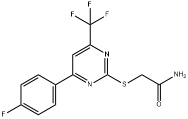 2-{[4-(4-fluorophenyl)-6-(trifluoromethyl)-2-pyrimidinyl]sulfanyl}acetamide 结构式