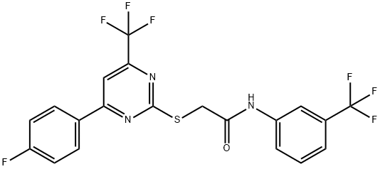 2-{[4-(4-fluorophenyl)-6-(trifluoromethyl)-2-pyrimidinyl]sulfanyl}-N-[3-(trifluoromethyl)phenyl]acetamide 结构式