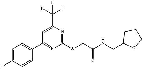 2-{[4-(4-fluorophenyl)-6-(trifluoromethyl)-2-pyrimidinyl]sulfanyl}-N-(tetrahydro-2-furanylmethyl)acetamide 结构式