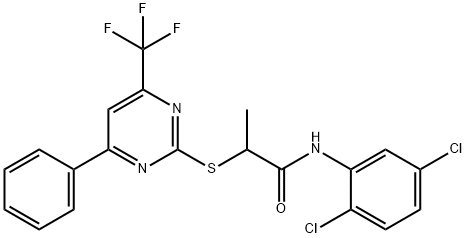 N-(2,5-dichlorophenyl)-2-{[4-phenyl-6-(trifluoromethyl)-2-pyrimidinyl]sulfanyl}propanamide 结构式