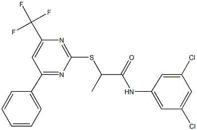 N-(3,5-dichlorophenyl)-2-{[4-phenyl-6-(trifluoromethyl)-2-pyrimidinyl]sulfanyl}propanamide 结构式