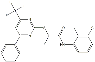 N-(3-chloro-2-methylphenyl)-2-{[4-phenyl-6-(trifluoromethyl)-2-pyrimidinyl]sulfanyl}propanamide 结构式