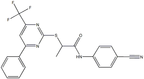 N-(4-cyanophenyl)-2-{[4-phenyl-6-(trifluoromethyl)-2-pyrimidinyl]sulfanyl}propanamide 结构式