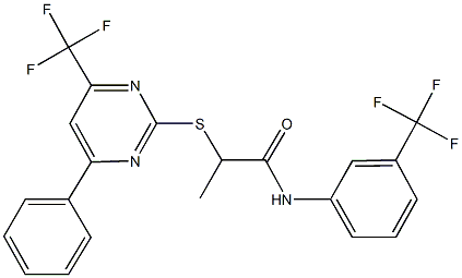 2-{[4-phenyl-6-(trifluoromethyl)-2-pyrimidinyl]sulfanyl}-N-[3-(trifluoromethyl)phenyl]propanamide 结构式