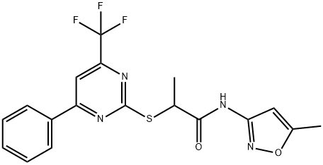 N-(5-methyl-3-isoxazolyl)-2-{[4-phenyl-6-(trifluoromethyl)-2-pyrimidinyl]sulfanyl}propanamide 结构式