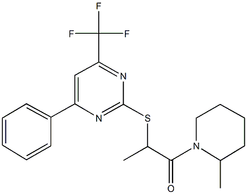 1-methyl-2-(2-methyl-1-piperidinyl)-2-oxoethyl 4-phenyl-6-(trifluoromethyl)-2-pyrimidinyl sulfide 结构式