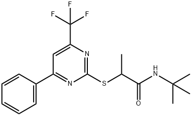 N-(tert-butyl)-2-{[4-phenyl-6-(trifluoromethyl)-2-pyrimidinyl]sulfanyl}propanamide 结构式