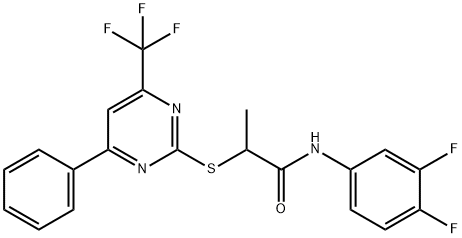 N-(3,4-difluorophenyl)-2-{[4-phenyl-6-(trifluoromethyl)-2-pyrimidinyl]sulfanyl}propanamide 结构式