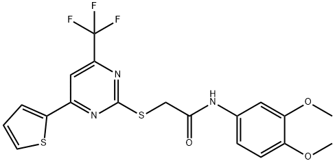 N-(3,4-dimethoxyphenyl)-2-{[4-(2-thienyl)-6-(trifluoromethyl)-2-pyrimidinyl]sulfanyl}acetamide 结构式